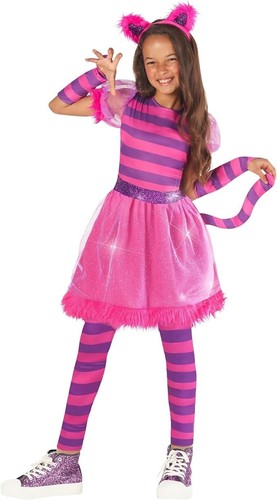 Girls striped pink cat costume - girls,